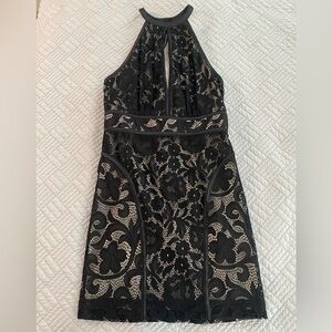 Elegant Black Lace Halter Bebe Dress